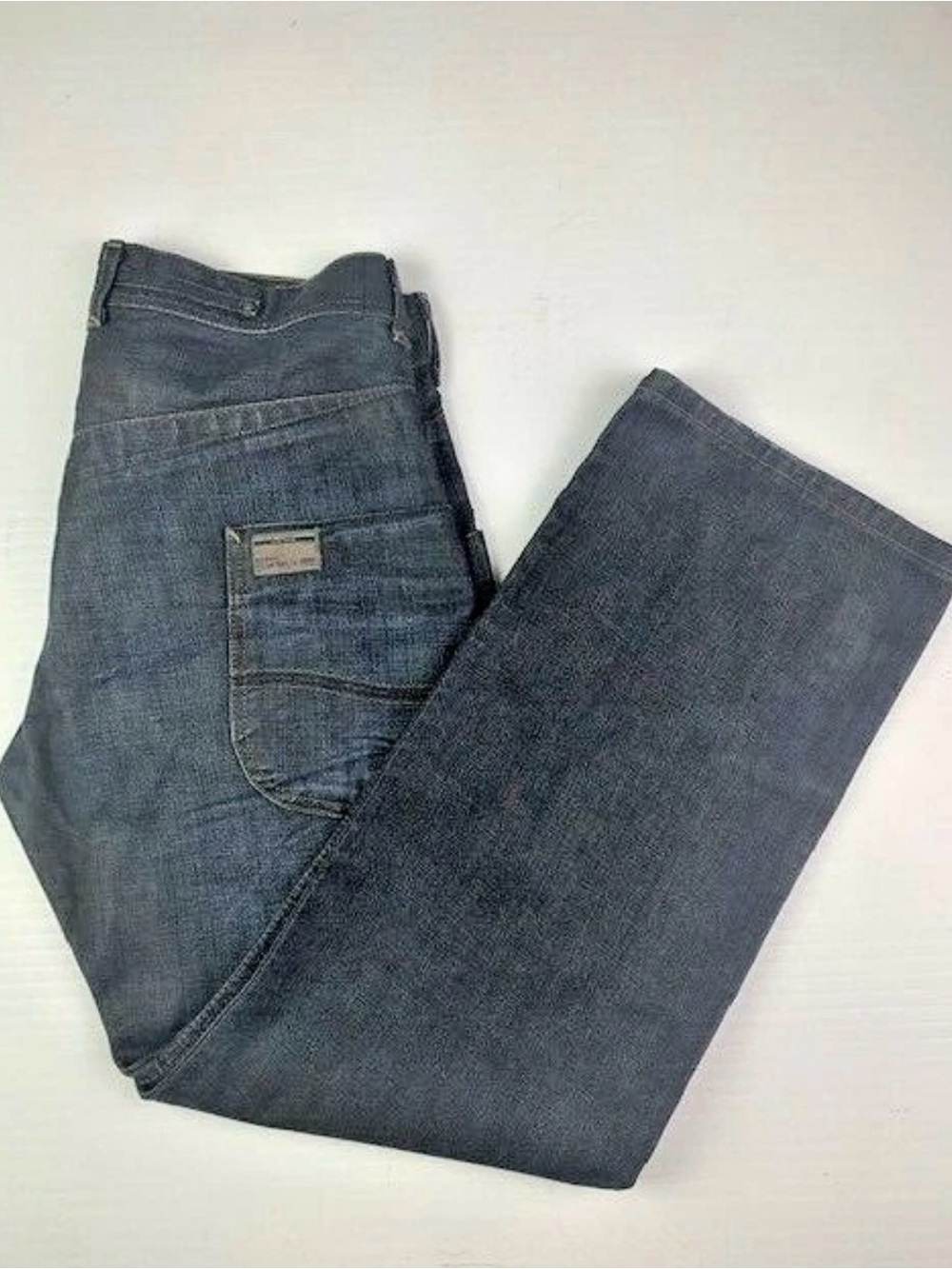 H.D.LEE Merc. Co. Mens Button Fly Heavy Denim Jeans Size 34x32 Dark Blue